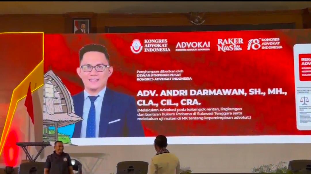 Ketua KAI Sultra Andri Darmawan Raih Penghargaan Nasional di Rakernas 2026