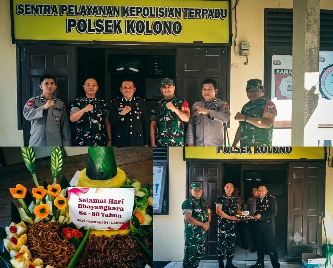 Kunjungan Danramil Lainea di Polsek Kolono di Hari Bhayangkara ke-80.